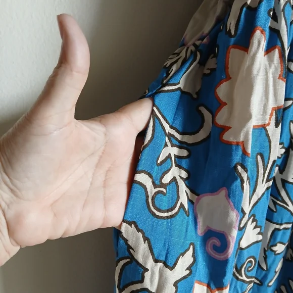 Women’s Knox Rose Blue Floral Puff Sleeve Layered Ruffle Hem Wrap Maxi Dress NWT - Picture 7 of 14